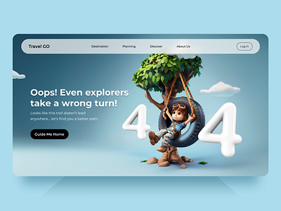 Explorer's Error: A Creative Twist on 404 Page 404 404 page ui creative 404 ui design agency graphic design illustration illustration 404 page ui indian design agency travel 404 page ui travel illustration travel ui ui user interface