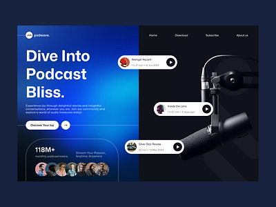 podwave. - Podcast Website design figma podcast product ui ux webdesign website