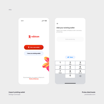 Import existing wallet crypto product design ui ui design ux design wallets web3