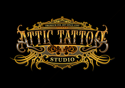 Attic Tattoo Shop - Custom Lettering blackletter calligraphy custom lettering gothic logo design logo designer tattoo tattoo design