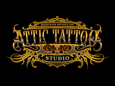 Attic Tattoo Shop - Custom Lettering blackletter calligraphy custom lettering gothic logo design logo designer tattoo tattoo design