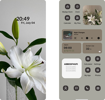 Minimalistic Home Screen UI Design clearinterface design minimalism mobiledesign uiux