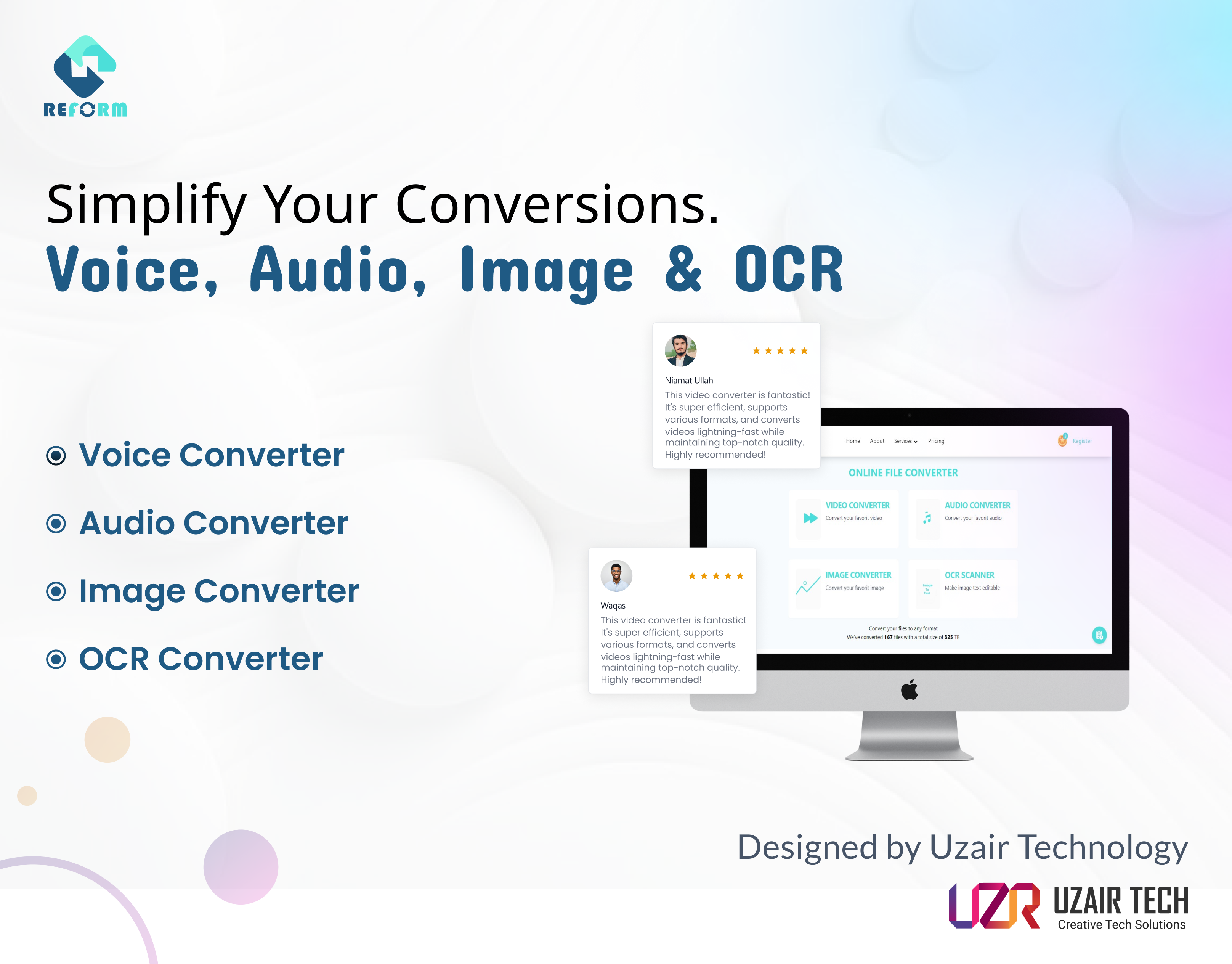 ReFORM Converter by Uzair Technology figma fileconversionservices mobile producd project service uikit uiux web design webdevelopmen