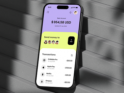 Finance Mobile App app bank app banking design finance finance app minimalist mobile money payment transaction transfer ui ux wallet