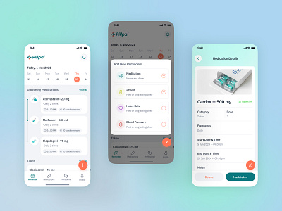 Medicine Reminder Mobile App Design app design branding calendar design agency figma designer focotik health care mobile app design mobile app designer ui ui ux ui ux design agency