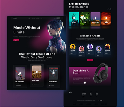 Music Website app design ui ux