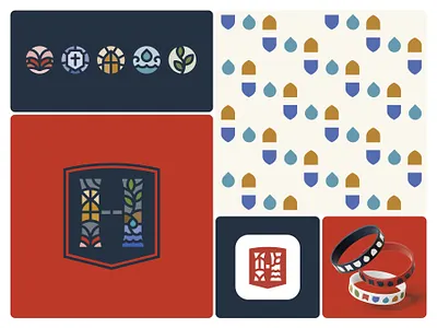 Shield Emblem Logo & Colorful Identity System with Reformed Icon baptist branding christian church cross graphic design identity logo reformed