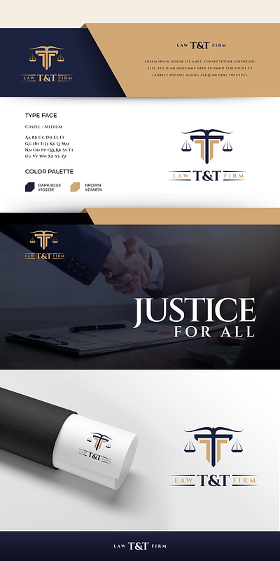 T&T Law Firm Logo design elegant firm law logo mertistudio
