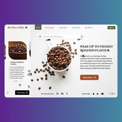 We Have Coffee Website Landing Page coffee coffee beans wesbite coffee website landing page ui