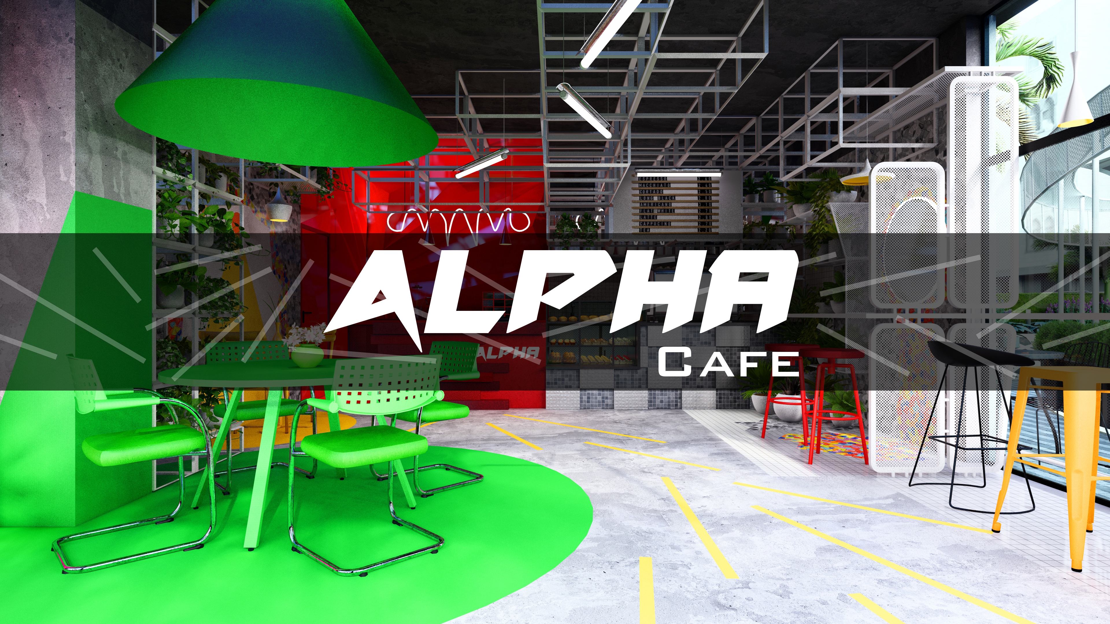 Alpha Cafe | Interior Design and Landscape Design 3d design 3d modelling 3d visualisation 3d visualization architecture cafe design cafe interior cafe restaurant detail design garden design graphic design interior architecture interior design landscape design lumion planting design restaurant design sketchup terrace design urban design