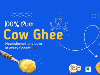Gotulya cow Ghee Insta grid post and banner banner carousel design flyer graphic design illustration illustrator instagram post instan post photoshop post poster social media post typography vector