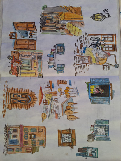 Story Concept art: Echoes of the medina of Tunis aquarelle book art concept art sketch storytelling