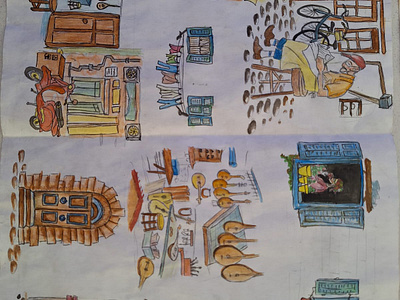 Story Concept art: Echoes of the medina of Tunis aquarelle book art concept art sketch storytelling