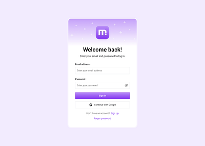 Login page - Framer Metrics application branding design figma login login page purple saas saas application stars ui ux website website login