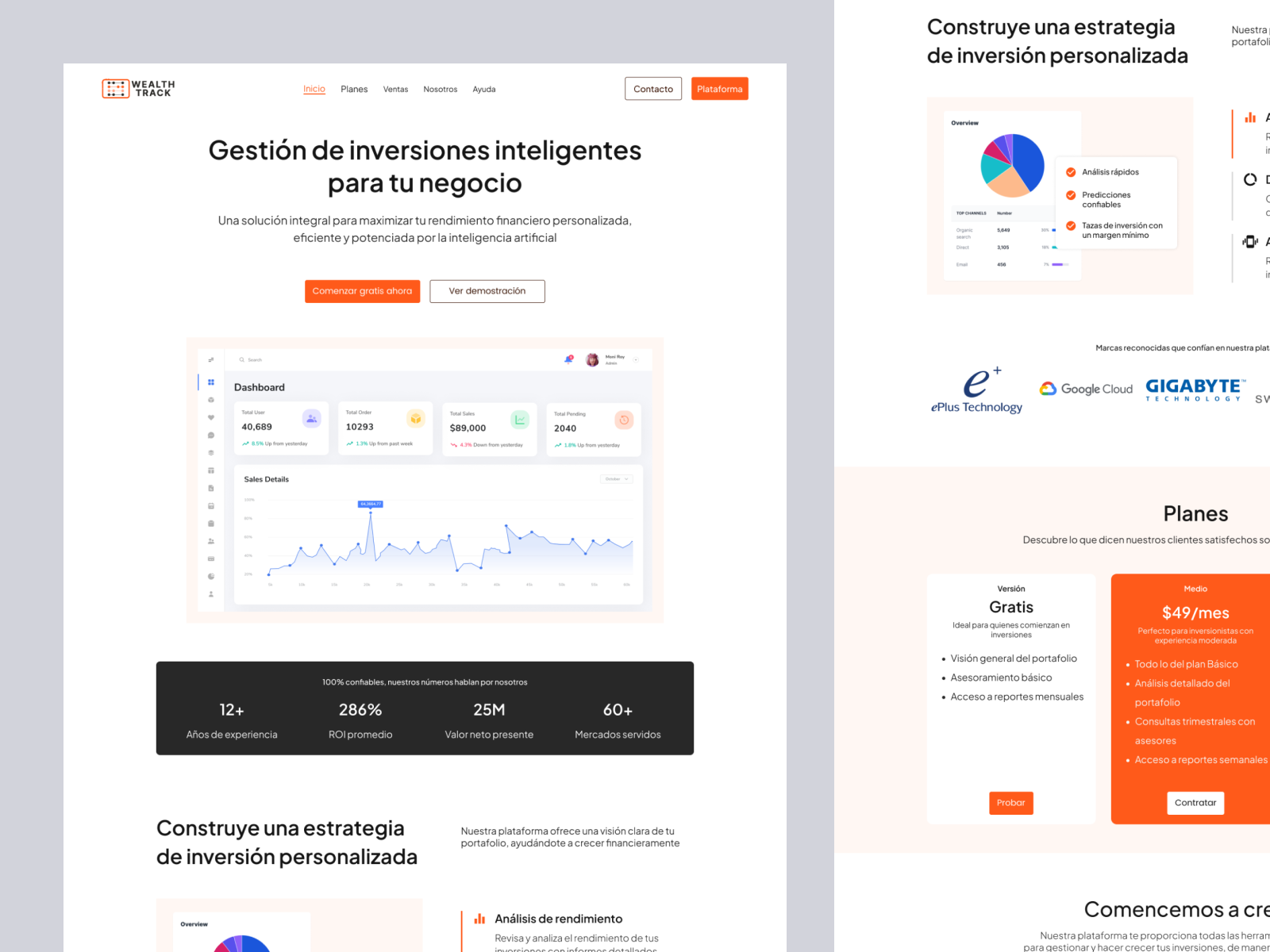 WealthTrack - Landign Page figmadesign webdesign