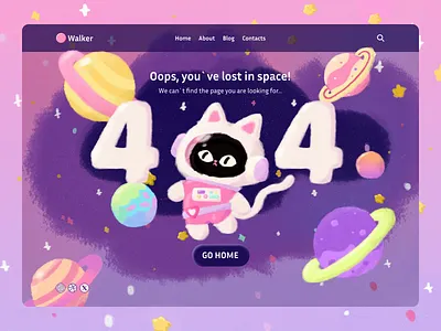 { 404 } Error - You`ve lost in space! 2d art 404 page animation clip studio csp doodle error page framer illustration page not found portfolio typography ui ux web design website