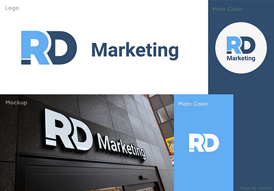 RD Marketing blue branding clean design logo marketing modern