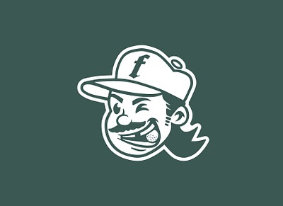 Flushed Golf Mascot Logo badge branding button cartoon character face golf golfing green hat illustration logo mascot moustache mullet pin sports vector vintage wink