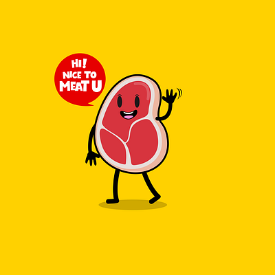 Nice to MEAT U 2d illustration apparel cartoon clothing design cute funny illustration pun jokes vector