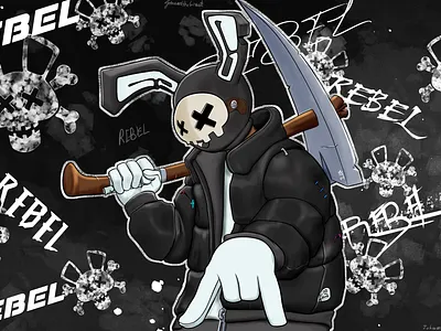 Albert The Goon 2d art 2d paint branding character design design digital art digital paint illustration logo punk rebel skeleton skull