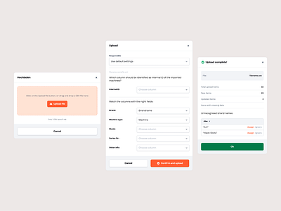 Upload / Assign columns from XML assign columns excel figma form ui upload webapp xml