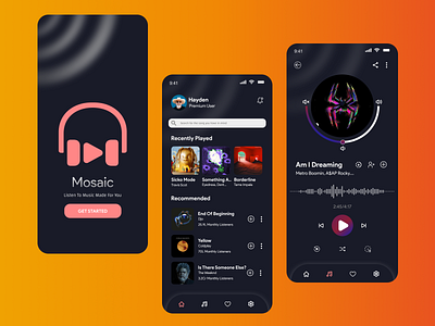 Mosaic Music Application app application figma mobile app music ui