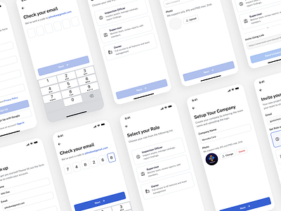 Sign Up Flow Design - Inspection App app design audit checklist form inspect app inspection app login register register company role select role sign up sign up company sign up flow ui design web design