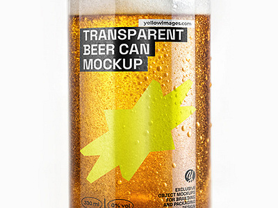 Transparent Can of Lager Beer with Drops of Condensation Mockup branding design graphic design illustration logo vector