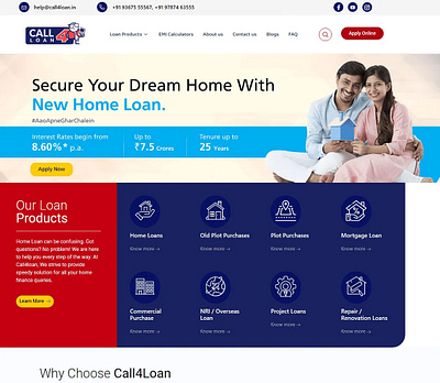 Home page design for Loan Products branding ui webdesign webdeveloper wordpress