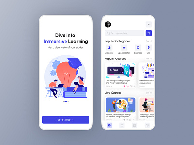 Online Course Mobile App app design branding clean ui design learning online course app design product design ui ui ux design visul design