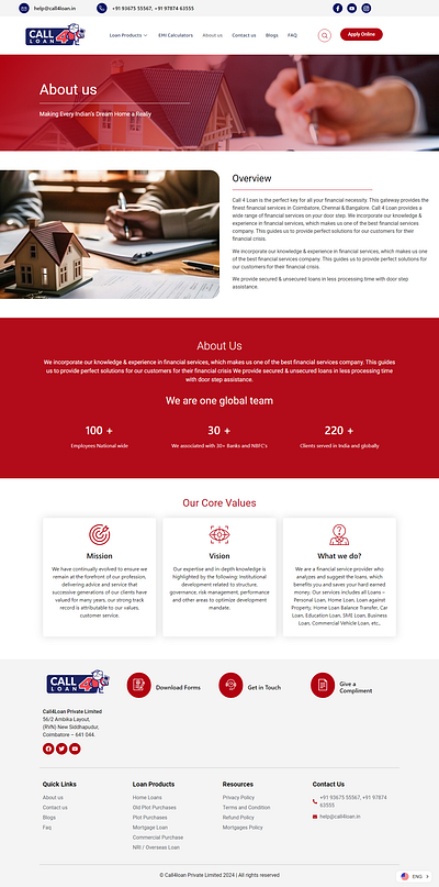 About page design for loan product branding ui webdesign wordpress