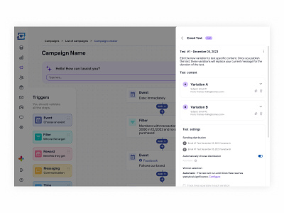 A/B Testing of campaign email with AI ai trigger ui