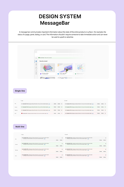 Comprehensive for Message Bars designsystem messagebar multiline singleline uiux uiuxdesign