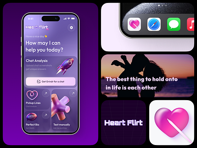 AI Dating Assisstant ai app branding logo mobile app ui vector