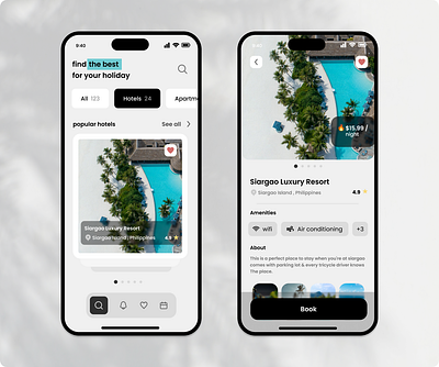 Booking mobile app UI