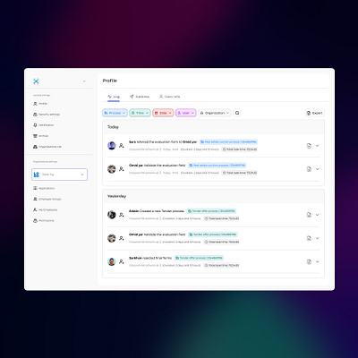 Central Settings activity dashboard light lighttheme log setting ui