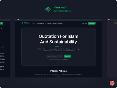 Islam And Sustainability - A Sustainable Website 3d animation branding carousel dark dark mode design figma graphic design green illustration islam logo mobile motion graphics ui ui ux ux website