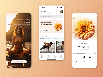 CalmMind - Yoga and meditation app 🧘🏻‍♀️ app calm concept design fitness health ios meditation mental mobile music relax ui yoga