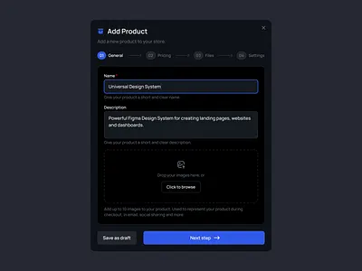 Add Product | ◑ Dark mode 123done add product button clean design system figma figma ui kit form input minimalism ui ui kit