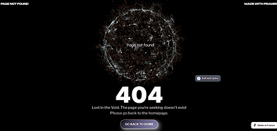 404 Page - A Void Space 404page design framer ui ux webdesign