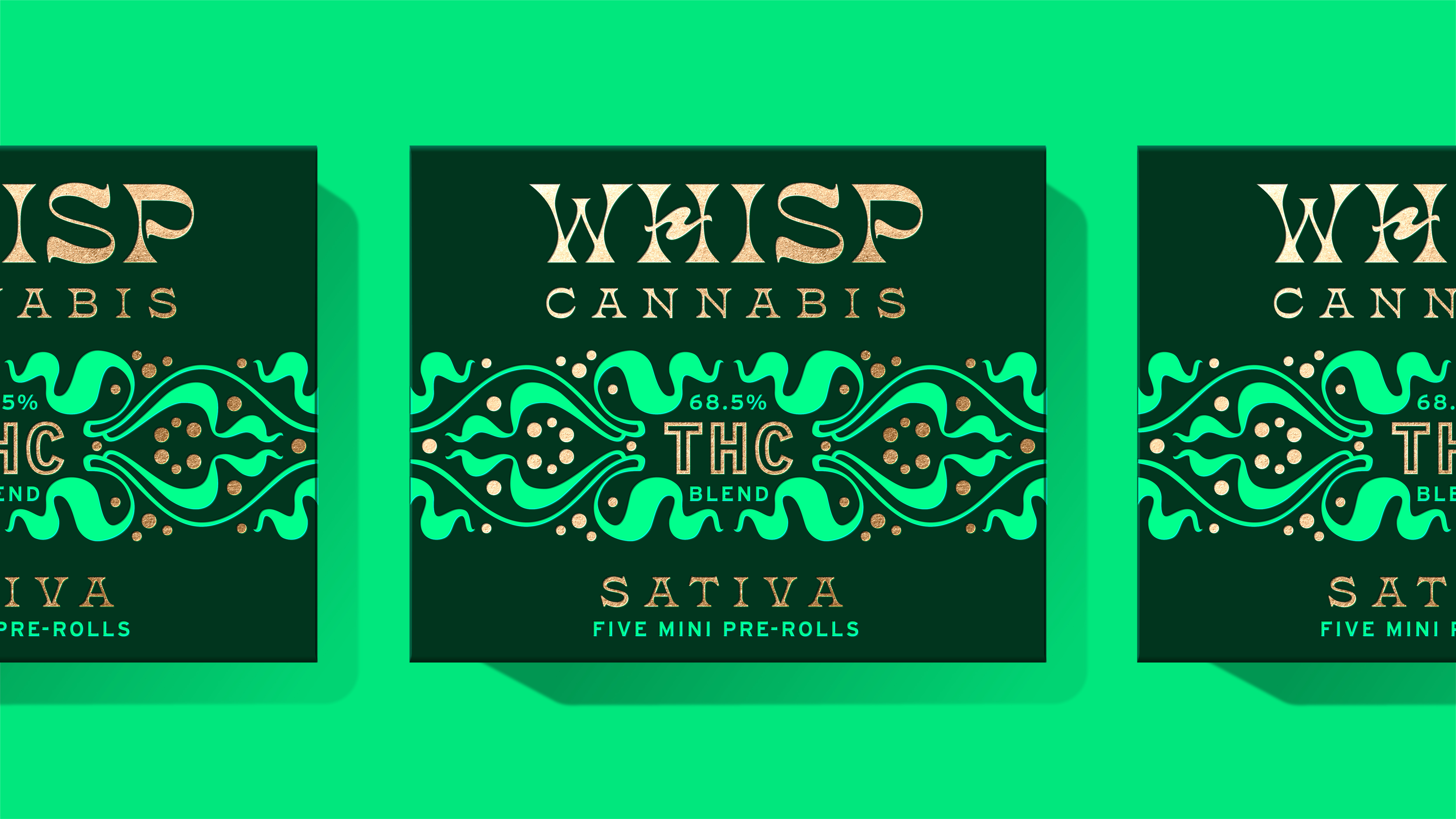 Whisp branding cannabis custom typography green lettering logo marijuana packaging smoke thc typography vector weed wordmark