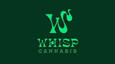 Whisp branding cannabis custom typography green lettering logo marijuana thc typography vector weed wordmark