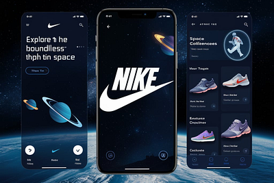 Space Theme Nike App UI UX Design design graphic design illustration ui vector