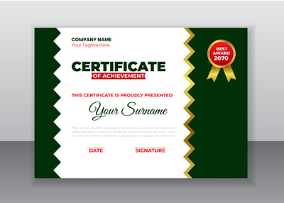 Certificate And Award Design For Your Company achievement award certificate certificate template certification clean corporate award creative design editable educational award simple