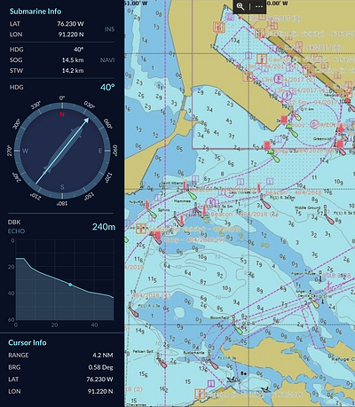 ECDIS clean dark ecdis gis navy route planning ui voyage