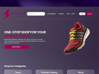 FASTHETICS(Fictional Shoe Company) Landing Page Desing converting landing page design ecommerce ecommerce landing page fasthetics figma glassmorphism landing page landing page design seo seo optimization ui ui design uiux user interface webdesign