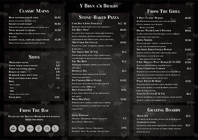 A3 Menu british dark design food menu pattern restaurant simple