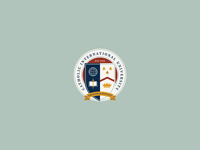 Brand System for Catholic International University brand system branding catholic coat of arms education emblem flat international logo seal