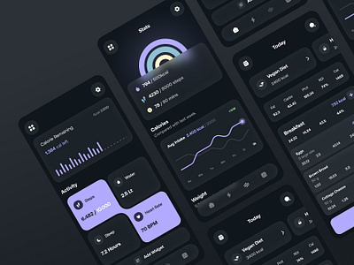 Fitness & Calorie Tracking App activity tracker calorie counter calorie tracking app diet and nutrition diet tracker exercise tracker fitness fitness app fitness journey fitness ui design gym health and wellness app health tracker meal planner mobile app design nutrition app personal health workout app workout planner