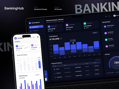 BankingHub - Dashboard Design bank banking app banking dashboard banking product dashboard dashboard design design finance finance app hr rumen minimal online banking saas saas app saas design saas elements saas product ui ux wallet